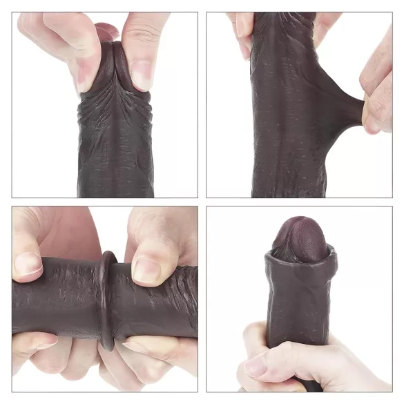 Lovetoy Sliding-Skin - zweischichtiger Dildo - 18cm (braun)