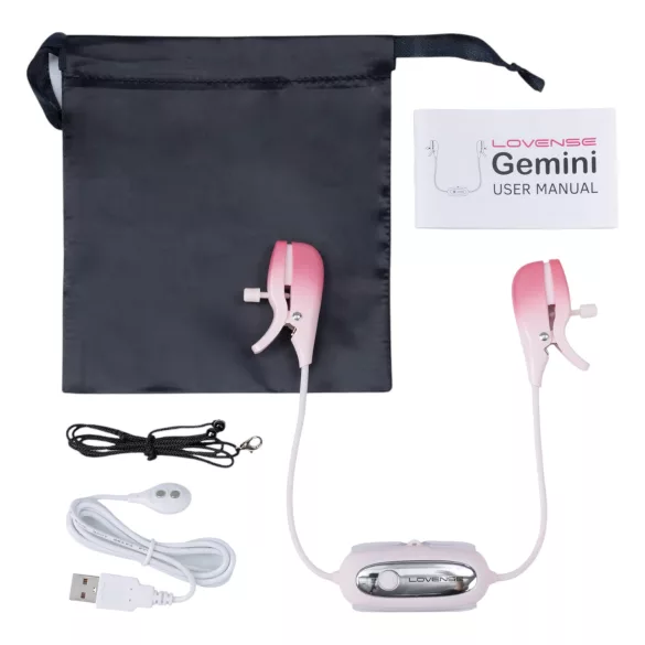 Lovense Gemini - App-gesteuerte vibrierende Brustwarzenklemmen (Pink)