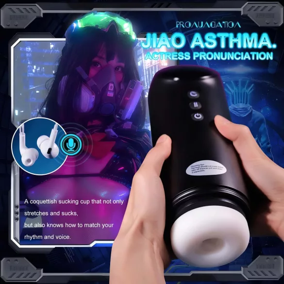 Leopard - Auf-und-Ab Saug-Vibrator Masturbator (schwarz)