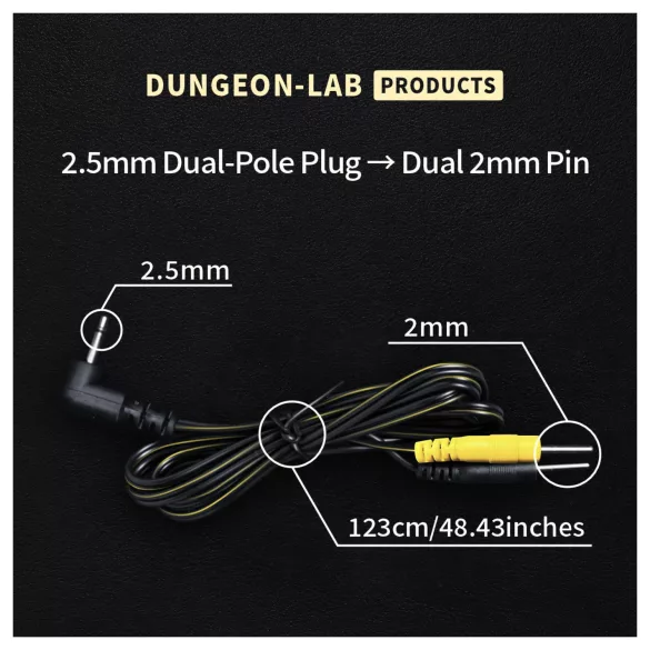 DG-LAB - Elektrodenkabel von 2,5-mm-Klinke auf 2-mm-Stecker (schwarz)