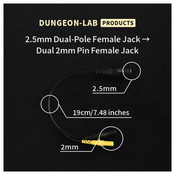 DG-LAB - Elektrodenverteiler von 2,5‑mm‑Buchse auf 2‑mm (schwarz)