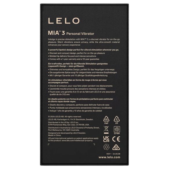 LELO Mia 3 - Reise-Lippenstiftvibrator (schwarz)