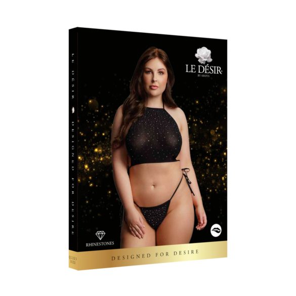 Le Désir Plus Size - Strass-Party-Set - Schwarz (XL-3XL)