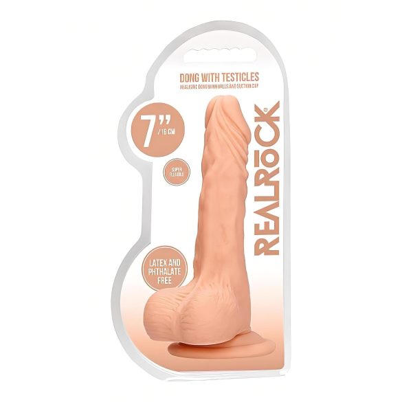 RealRock Dong 7 - Lebensechter Dildo mit Hoden (17cm) - Natur