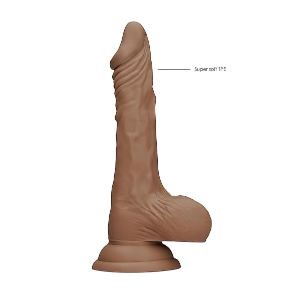 RealRock Dong 7 - Lebensechter Dunkel-Natur Dildo mit Hoden (17cm)