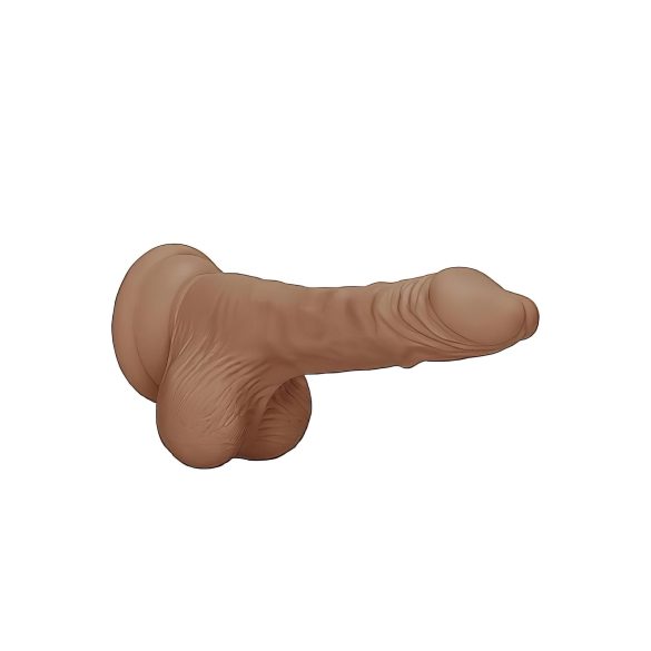 RealRock Dong 7 - Lebensechter Dunkel-Natur Dildo mit Hoden (17cm)