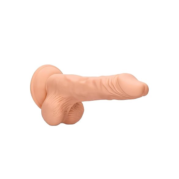 RealRock Dong 8 - naturgetreuer, realitätsnaher Dildo mit Hoden (20 cm) - hautfarben