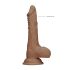 RealRock Dong 8 - naturgetreuer Dildo mit Hoden (20cm) - dunkle Farbe
