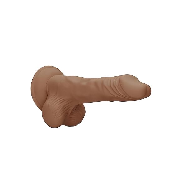 RealRock Dong 10 - Realistischer, skrotaler Dildo (25cm) - Dunkel Natur