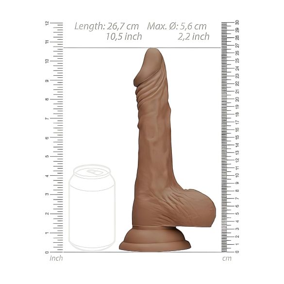 RealRock Dong 10 - Realistischer, skrotaler Dildo (25cm) - Dunkel Natur