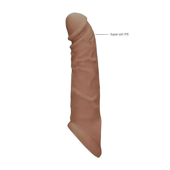 RealRock Penis Sleeve 8 - Penishülle (21cm) - dunkler Naturton