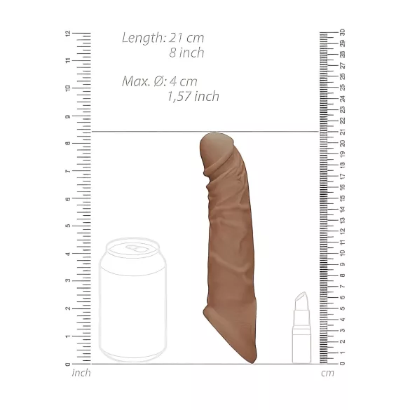 RealRock Penis Sleeve 8 - Penishülle (21cm) - dunkler Naturton