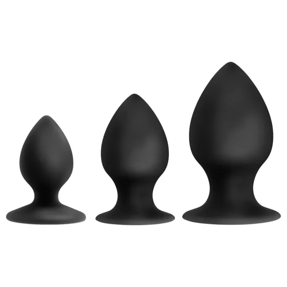 Anal Adventures Platinum Stout - Analplug-Set - 3 Stück (schwarz)
