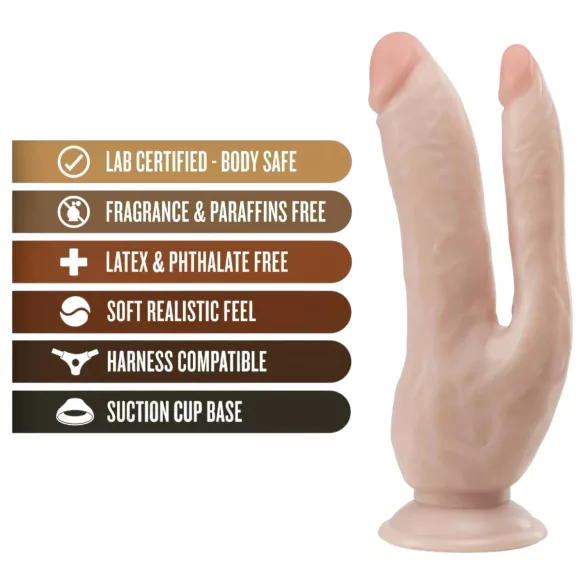 Dr. Skin 8 - Saugnapf Doppel-Dildo (naturfarben)