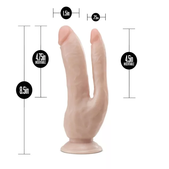 Dr. Skin 8 - Saugnapf Doppel-Dildo (naturfarben)