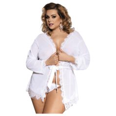   Subblime Queen Plus - Spitzen-Morgenmantel-Set - Weiß (XL-2XL)