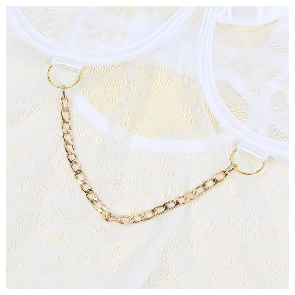 Subblime 954291 - Kettenhemd, transparentes Body-Set - Weiß (L-XL)