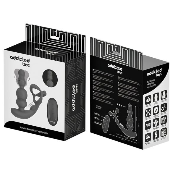 Addicted Toys - rotierender Analdildo mit Penisring (schwarz)