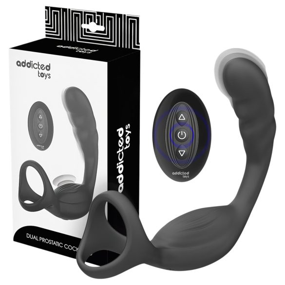 Addicted Toys - Analvibrator mit Penis- und Hodenring (schwarz)