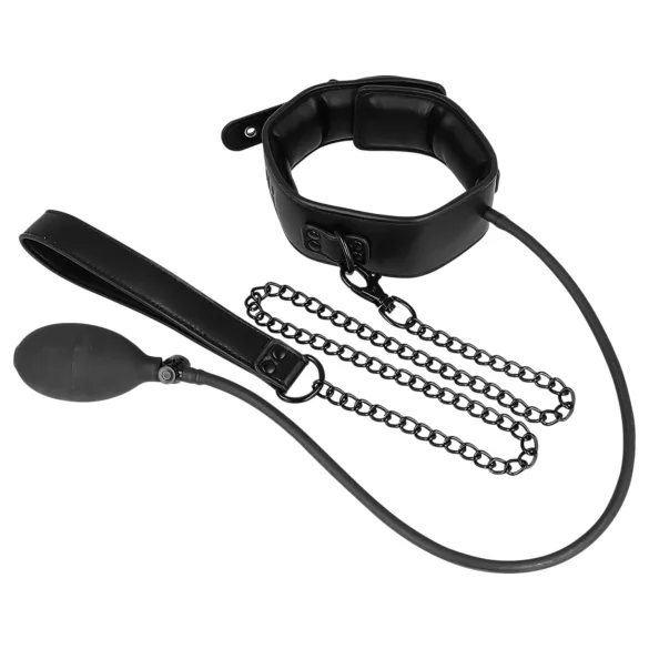 Fetisch - Aufblasbares Halsband mit Leine (schwarz)