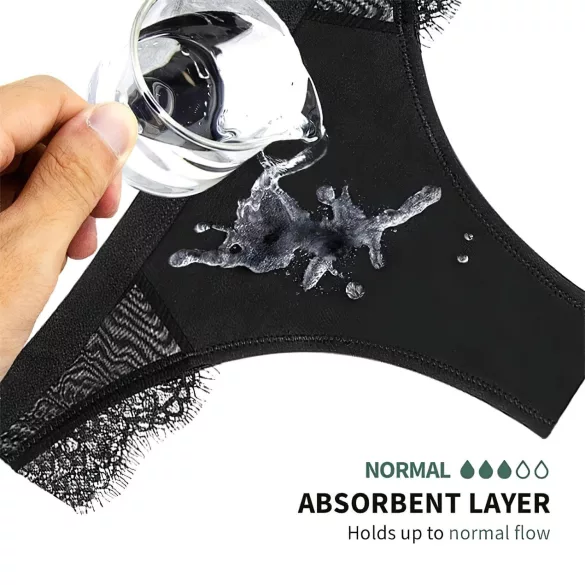 Adalet Flora Normal - Menstruationsunterwäsche (schwarz) - M