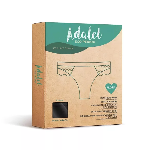 Adalet Flora Normal - Menstruationsunterwäsche (schwarz) - M