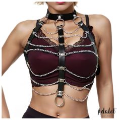 Adalet Hilda - veganes Leder-Kettenharness (schwarz)