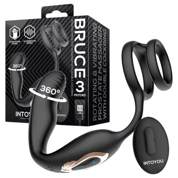 IntoYou Bruce - rotierender Prostata-Vibrator für das Radio mit Doppelschlaufe (schwarz)