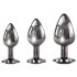 Evolved Black Gem - Metall Analdildo-Set mit schwarzem Stein (Silber)
