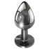 Evolved Black Gem - Metall Analdildo-Set mit schwarzem Stein (Silber)