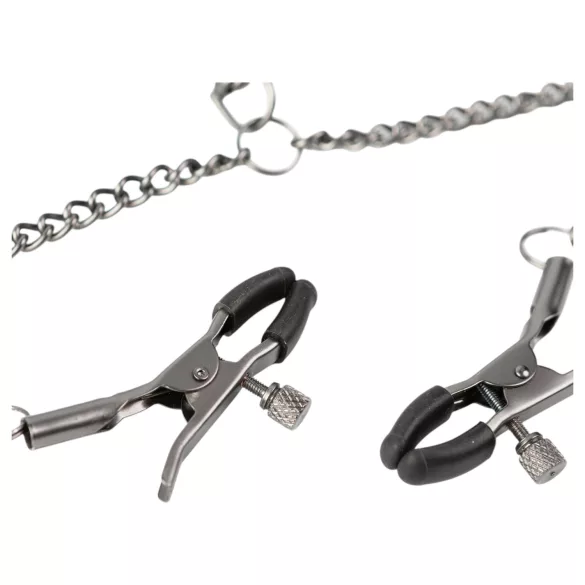 Sei Mio - Halsband & Brustwarzenklemmen (schwarz)