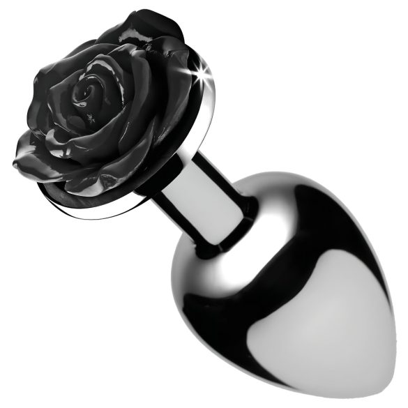 Booty Sparks Black Rose - Aluminium Analplug (silber-schwarz)