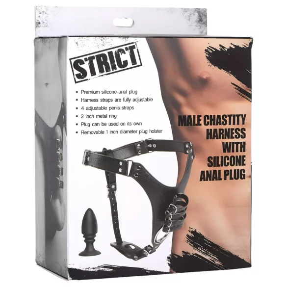 Strict - Herren Keuschheitsgürtel mit Analplug (schwarz)