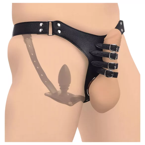 Strict - Herren Keuschheitsgürtel mit Analplug (schwarz)