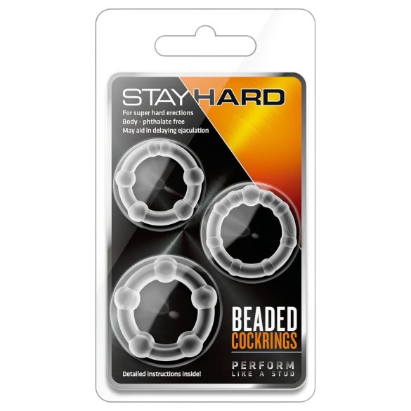 Stay Hard - Vielseitiges Penisring-Set - 3er Set (Transparent)