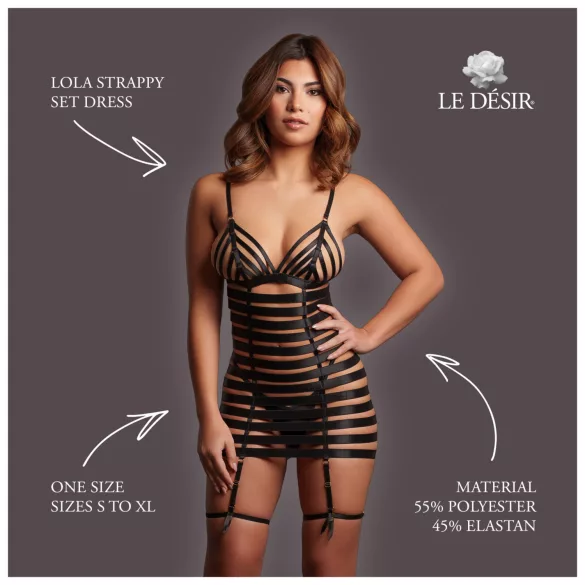 Le Désir Lola - gestreiftes Minikleid mit Trägern (schwarz)