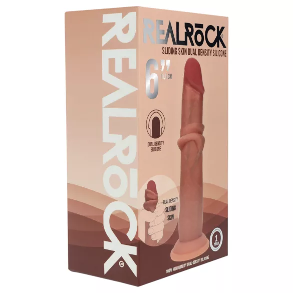 RealRock - Dildo mit doppelter Dichte, naturgetreu (sonnengebräunt) - 15,5 cm