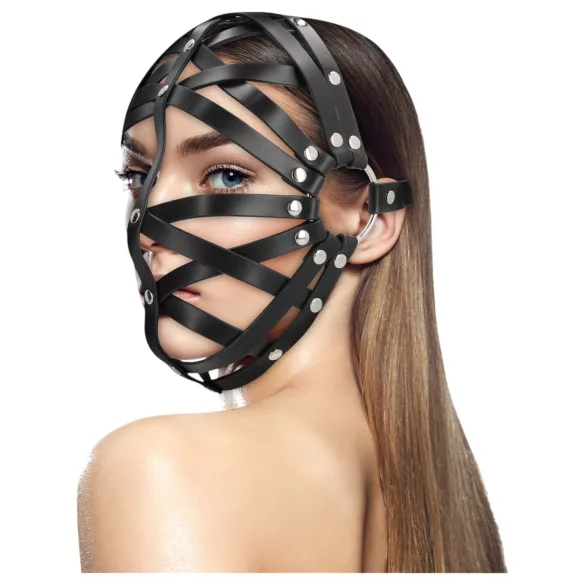 Ouch! - Kunstleder Käfigmaske (schwarz)