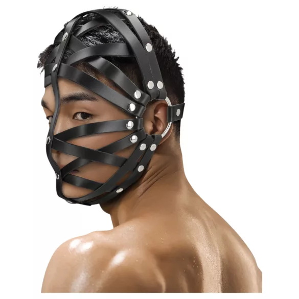 Ouch! - Kunstleder Käfigmaske (schwarz)