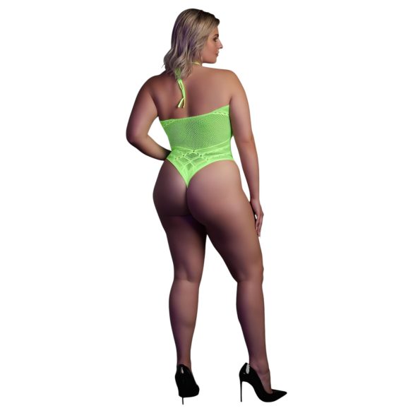 Ouch! - Neon grüner Phosphor-Body mit Riemchen-Effekt - XL-4XL