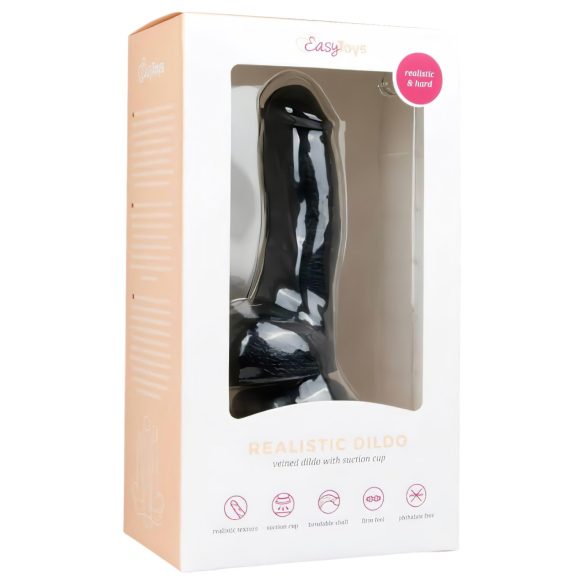 Easytoys - Saugfuß-Hoden Dildo (15cm) - Schwarz