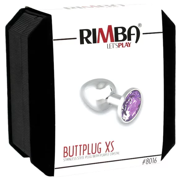 Rimba XS - lila Steinstopper, Metall Analplug (silber)