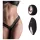 Pantyrebel - schwarzer wiederaufladbarer Lace-Tanga-Vibrator mit Funkfernbedienung (S-L)