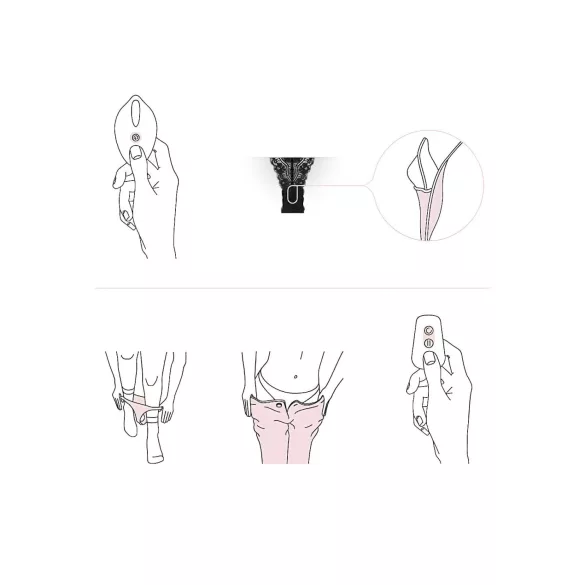 Pantyrebel - schwarzer wiederaufladbarer Lace-Tanga-Vibrator mit Funkfernbedienung (S-L)