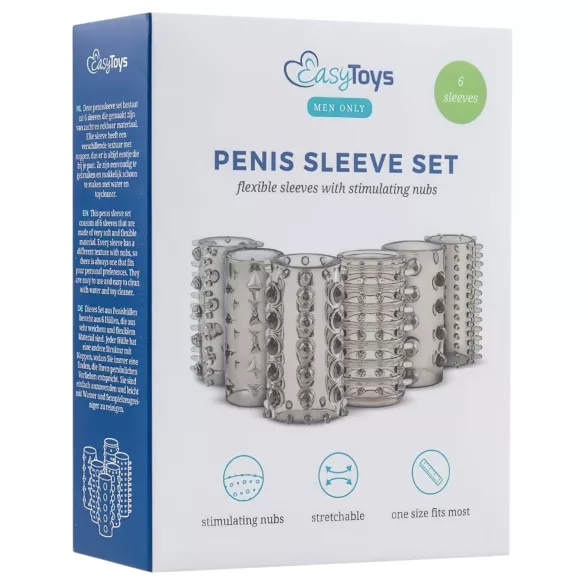 Easytoys Penis Sleeve - Penismanschetten Set - Grau (6 Stk)