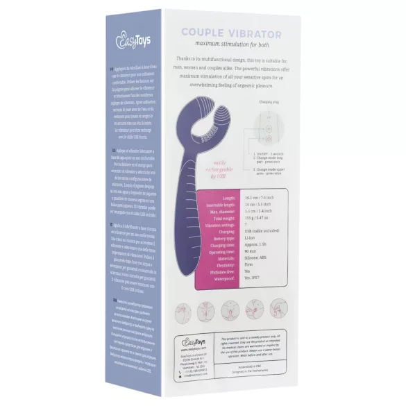 Easytoys Couple - wiederaufladbarer, wasserdichter Paarvibrator (lila)
