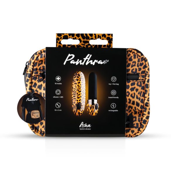 Panthra Asha - Akku Lippenstiftvibrator (Leopard-Schwarz)