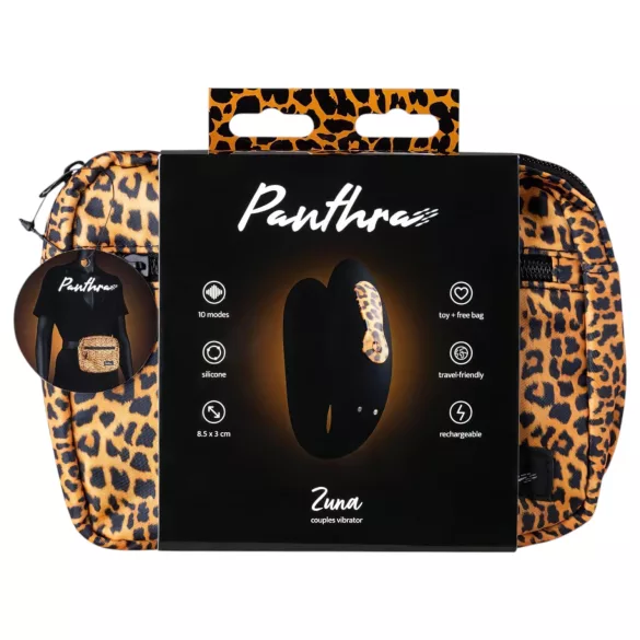 Panthra Zuna - wiederaufladbarer, wasserdichter Paarvibrator (Leopard-Schwarz)