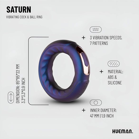 Hueman Saturn - Akku Penisring vibrierend & wasserdicht (Lila)
