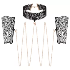 Rosy Gold - Halsband & Handfesseln (schwarz)